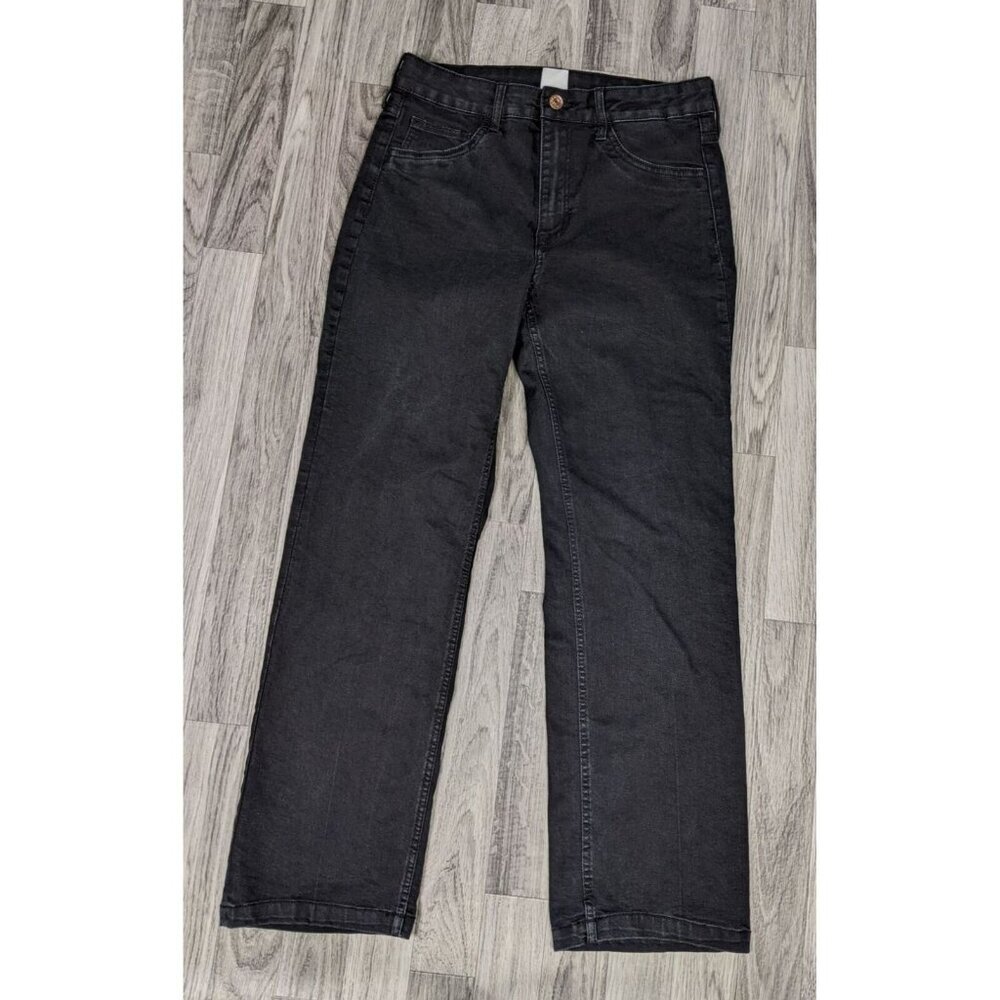(3/$35) H&M Womens Size 31 Straight Cropped High Waist Black Denim Jeans